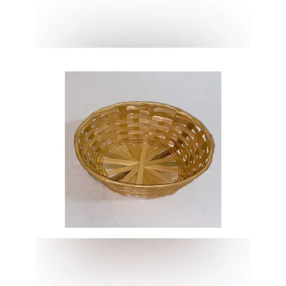 Handwoven Tan Serving Basket - Classic Natural Finish
